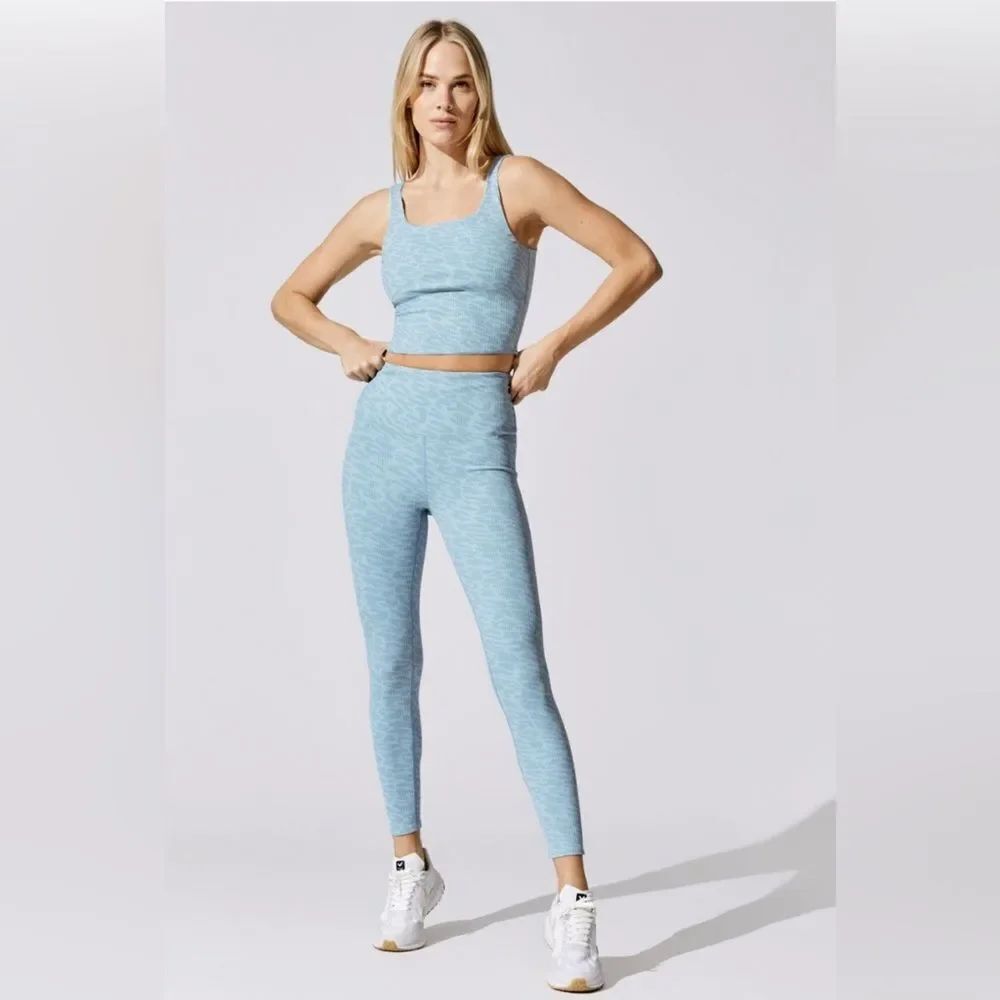 Carbon38 Blue Animal Print Tank Top and Leggings Two Piece Set Size XXL